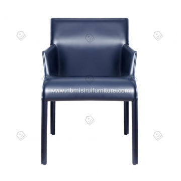 ltalian minimalist blue saddle leather armrest chairs